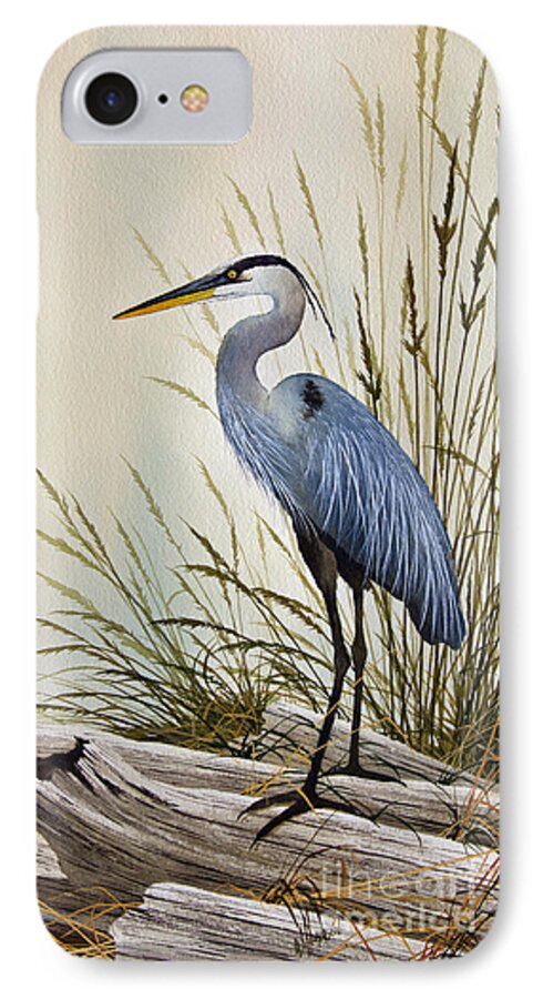 Great Blue Heron. Great Blue Heron Painting iPhone 7 Case featuring the painting Great Blue Heron Shore by James Williamson