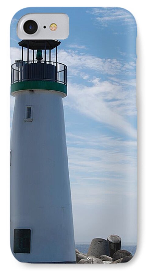 Harbor iPhone 7 Case featuring the photograph harbor lighthouse Santa Cruz by Garnett Jaeger