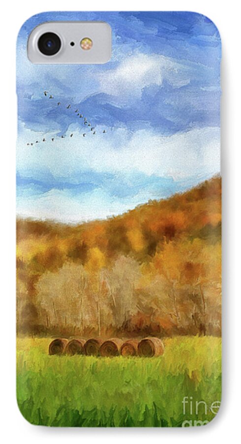 Hay Bale iPhone 7 Case featuring the digital art Hay Bales by Lois Bryan