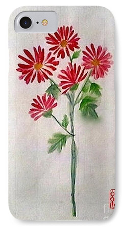 Daisies iPhone 7 Case featuring the painting He loves me He loves me not by Margaret Welsh Willowsilk