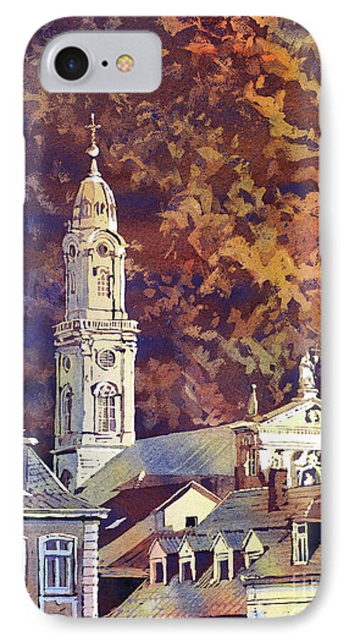 Architecture Bell-tower iPhone 7 Case featuring the painting Heidelberg Evening by Ryan Fox