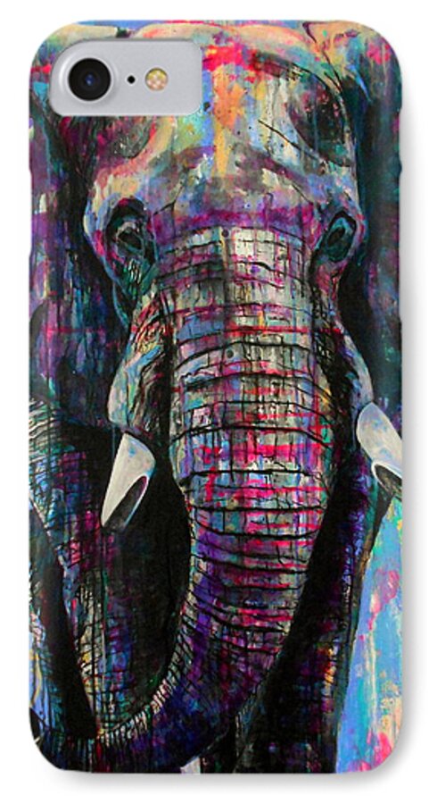 Elephant iPhone 7 Case featuring the painting Herculean by Angie Wright