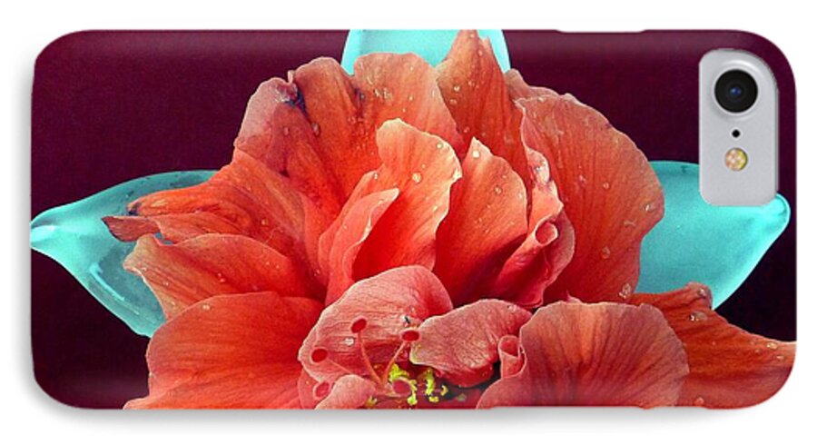 Hibiscus iPhone 7 Case featuring the photograph Hibiscus on glass by Barbie Corbett-Newmin