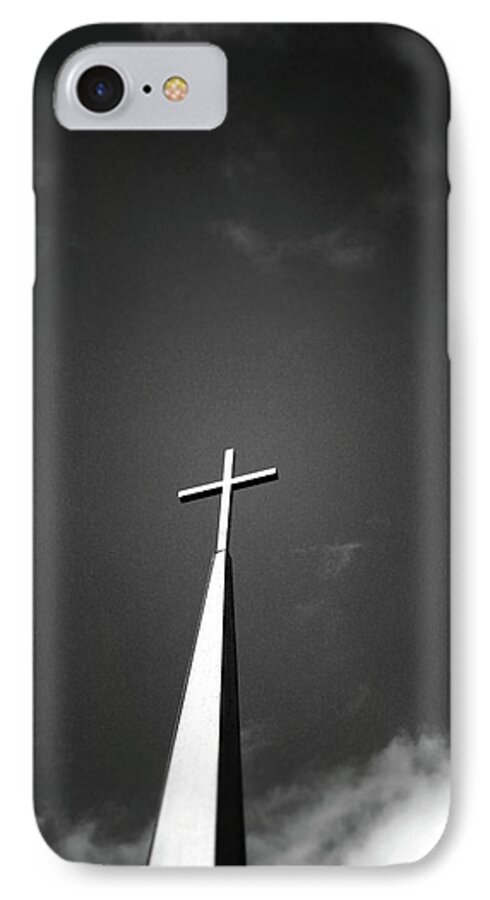 Church iPhone 7 Case featuring the photograph Higher to Heaven - Black and White Photography by Linda Woods by Linda Woods