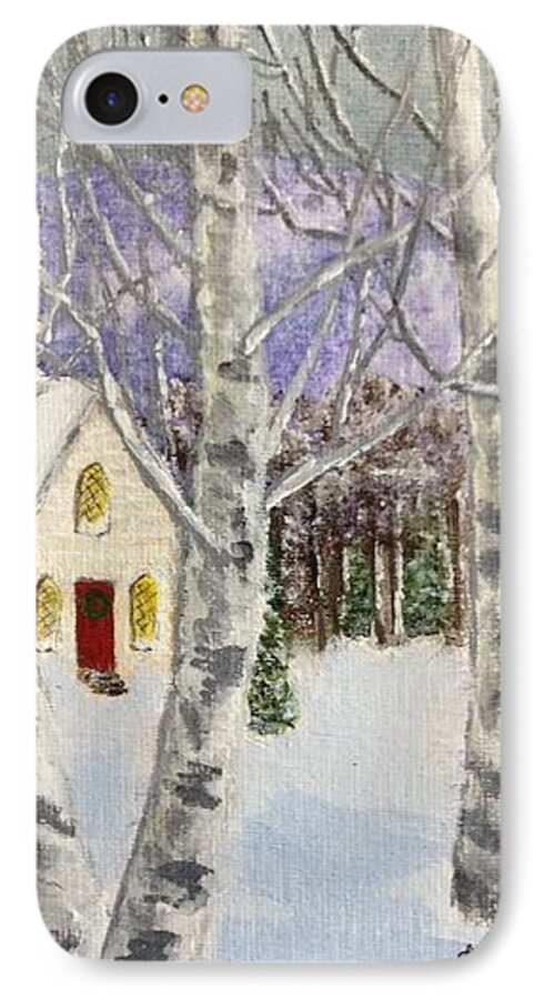 Church iPhone 7 Case featuring the painting Holiday in the Country by Cynthia Morgan