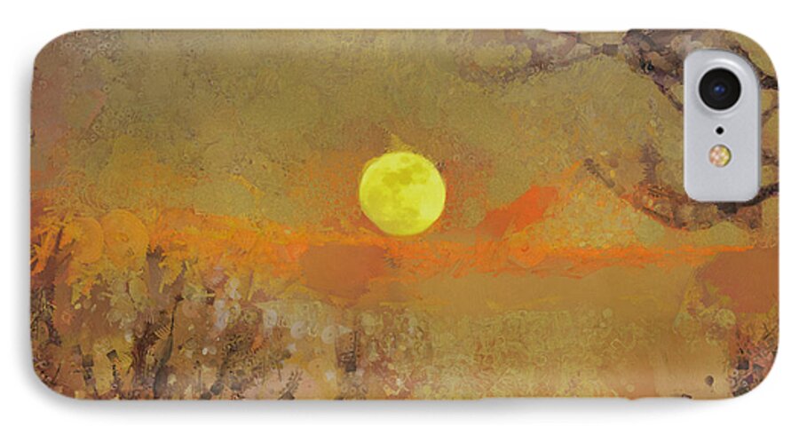 Sun iPhone 7 Case featuring the mixed media Hollow's Eve by Trish Tritz