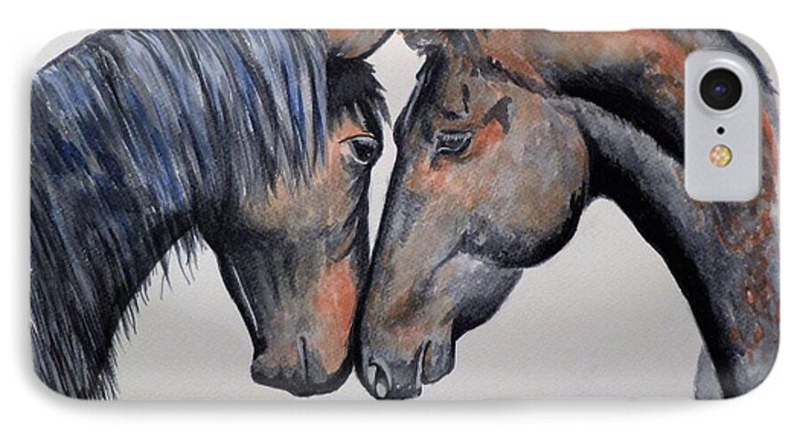 Australia iPhone 7 Case featuring the painting Horse lovers by Anne Gardner