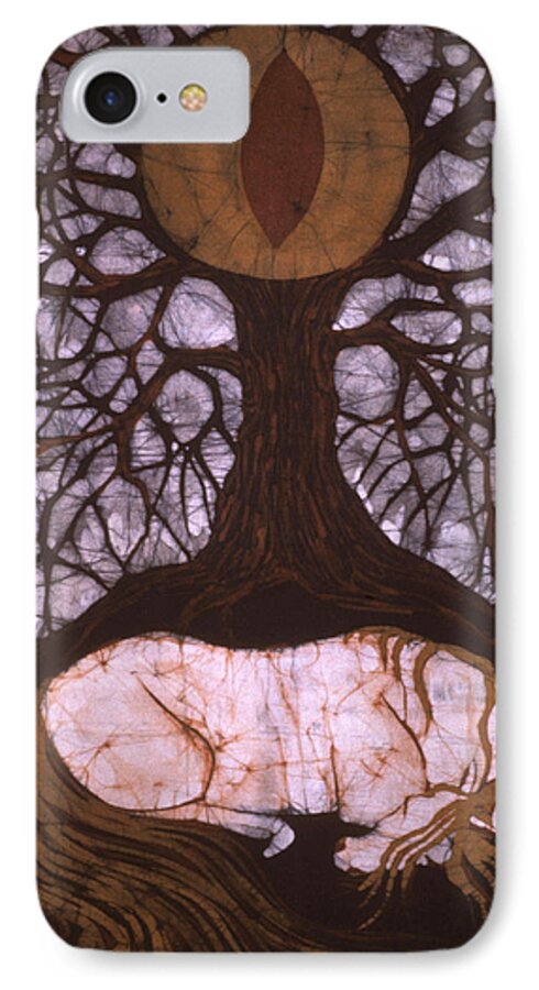 Horse iPhone 7 Case featuring the tapestry - textile Horse Sleeps Below Tree of Rebirth by Carol Law Conklin