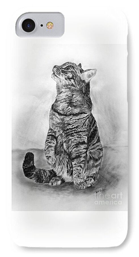 House Cat iPhone 7 Case featuring the drawing House Cat by Scott Parker
