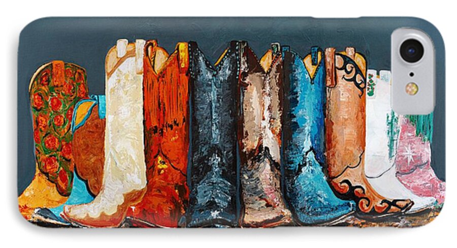 Cowboy Boots iPhone 7 Case featuring the painting How the West Was Really Won by Frances Marino