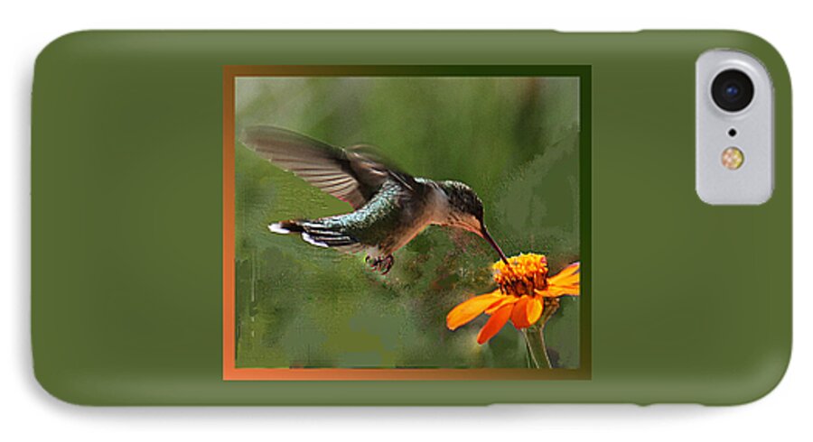 Green iPhone 7 Case featuring the photograph Hummingbird Art by Suanne Forster