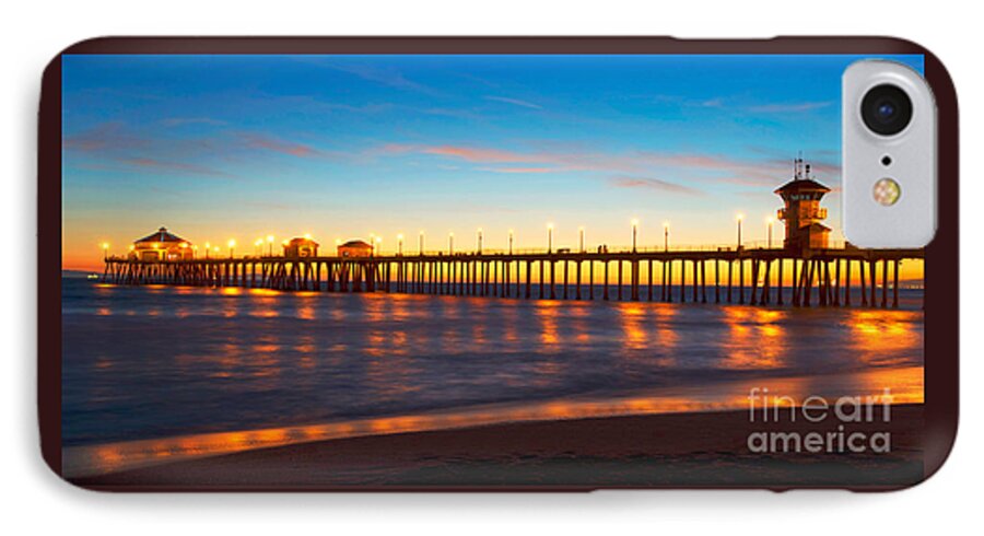 Huntington Beach iPhone 7 Case featuring the photograph Huntington Beach Pier - Twilight by Jim Carrell