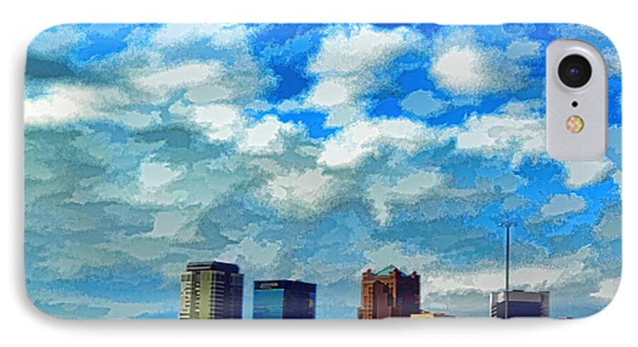 Huntsville Alabama iPhone 7 Case featuring the mixed media Huntsville Alabama Skyline Abstract Art by Lesa Fine