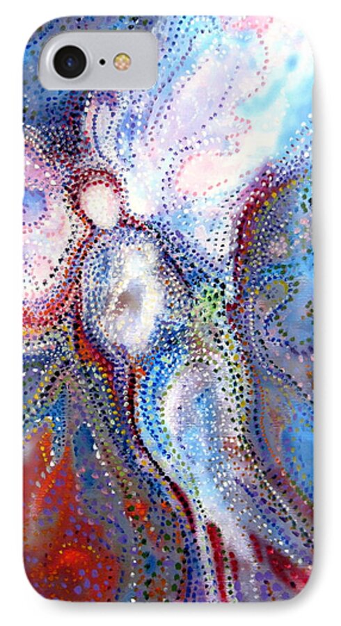 Pointillism Abstract Angel And Child  iPhone 7 Case featuring the painting In the Care of by Jan VonBokel