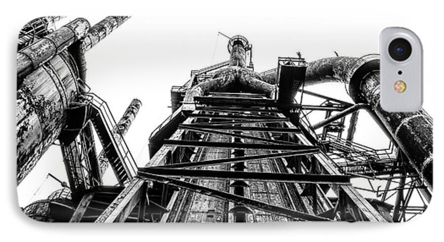 Industrial iPhone 7 Case featuring the photograph Industrial Age - Bethlehem Steel in Black and White by Bill Cannon