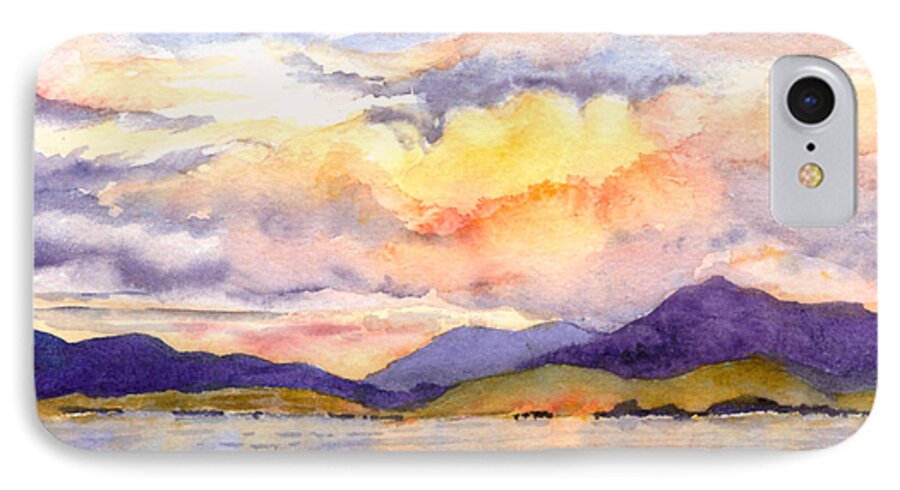 Inside Passage iPhone 7 Case featuring the painting Inside Passage Sunset - Alaska by Karen Mattson