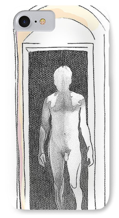 male Nude iPhone 7 Case featuring the drawing Insomnia 2 by Stan Magnan