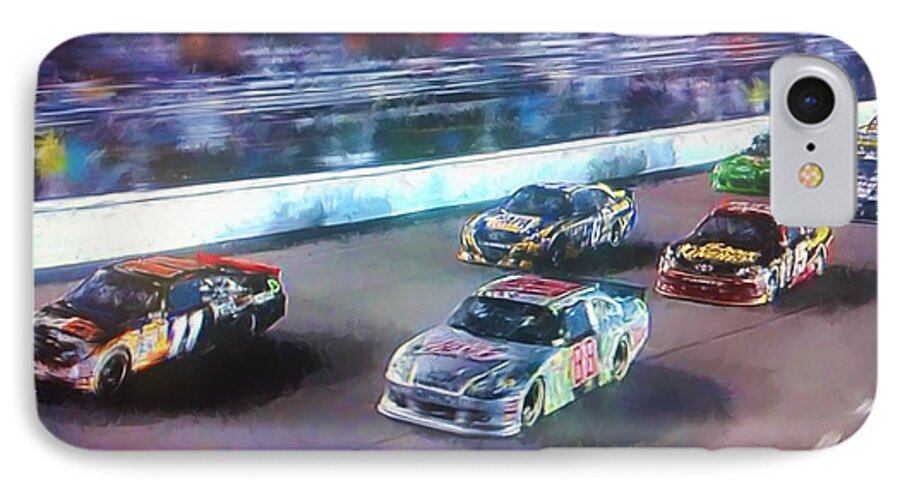 Nascar iPhone 7 Case featuring the painting Into The Night by Steven Richardson