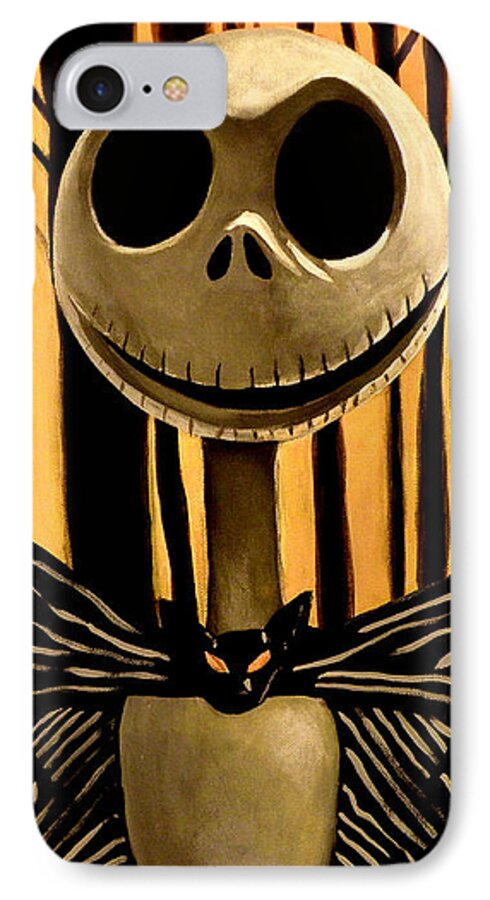 Nightmare Before Christmas iPhone 7 Case featuring the painting Jack Skelington by Tom Carlton