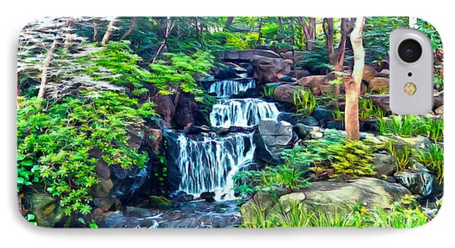 Waterfall iPhone 7 Case featuring the photograph Japanese Waterfall Garden by Scott Carruthers