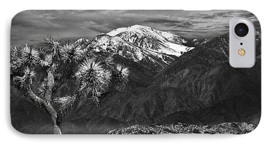 California iPhone 7 Case featuring the photograph Joshua Tree at Keys View in Black and White by Randall Nyhof
