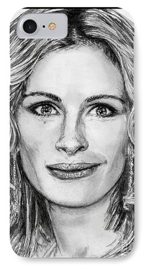 Julia Roberts iPhone 7 Case featuring the drawing Julia Roberts in 2008 by J McCombie