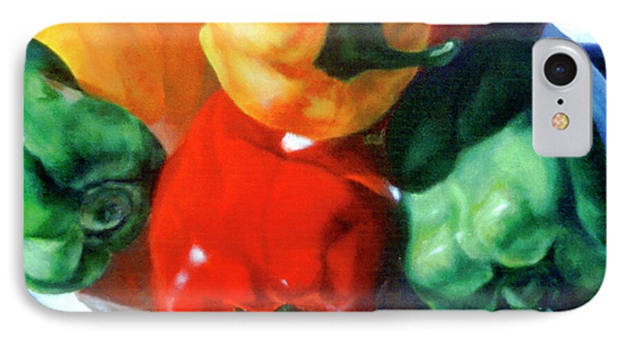 Bell Peppers iPhone 7 Case featuring the painting Just A Family of Peppers by Shannon Grissom