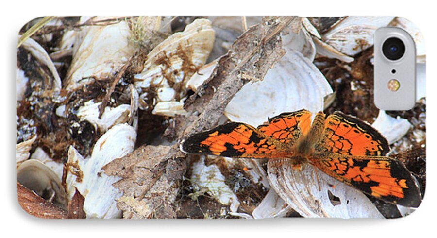 Moth iPhone 7 Case featuring the photograph Just for a second by Nancy Coelho