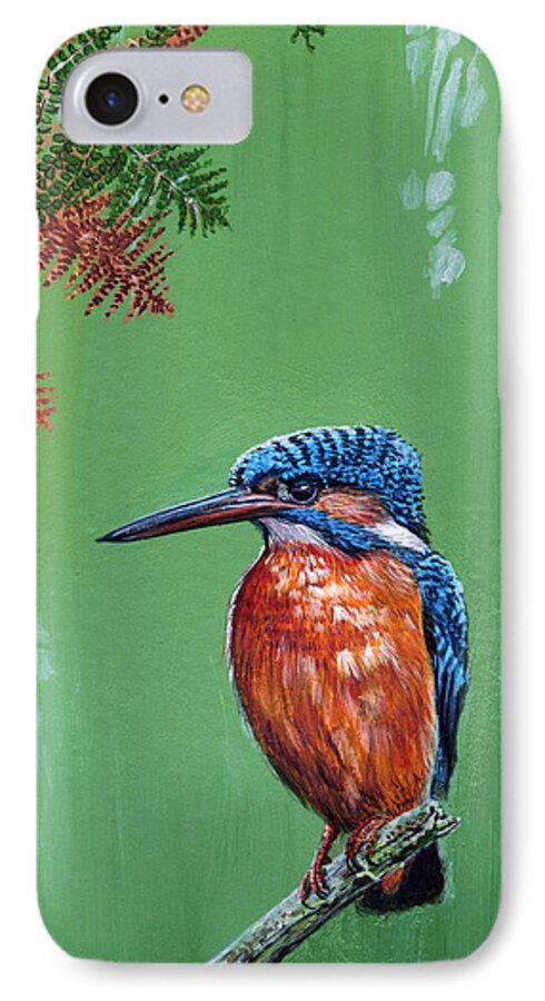 Kingfisher iPhone 7 Case featuring the painting Kingfisher by Arie Van der Wijst