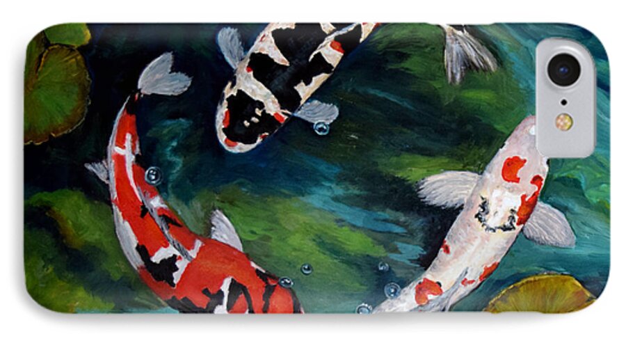 Koi iPhone 7 Case featuring the painting Koi Dance by Sandra Nardone
