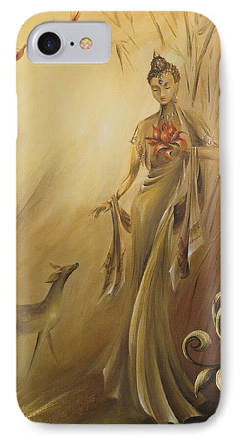 Kwan Yin iPhone 7 Case featuring the painting Kwan Yins Garden by Dina Dargo