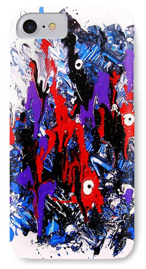 Abstract iPhone 7 Case featuring the painting Kyodai ika no hokaku by Thea Recuerdo