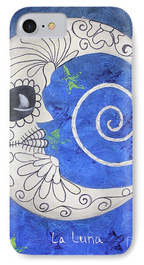 Loteria iPhone 7 Case featuring the painting La Luna by Sonia Flores Ruiz