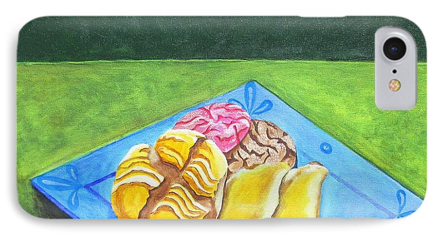 Pan Dulce iPhone 7 Case featuring the painting La Merienda II by Manny Chapa