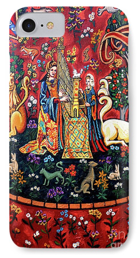 Lady And The Unicorn Tapestries iPhone 7 Case featuring the painting Lady And The Unicorn Sound by Genevieve Esson