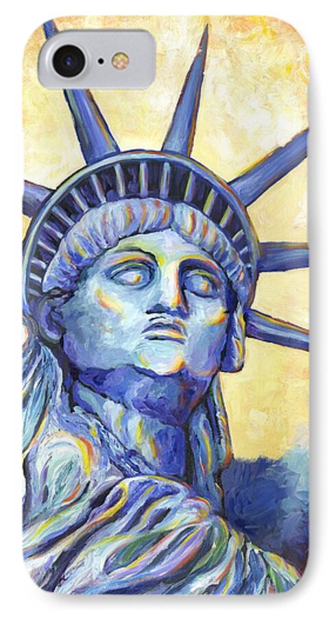 Statue Of Liberty iPhone 7 Case featuring the painting Lady Liberty by Linda Mears