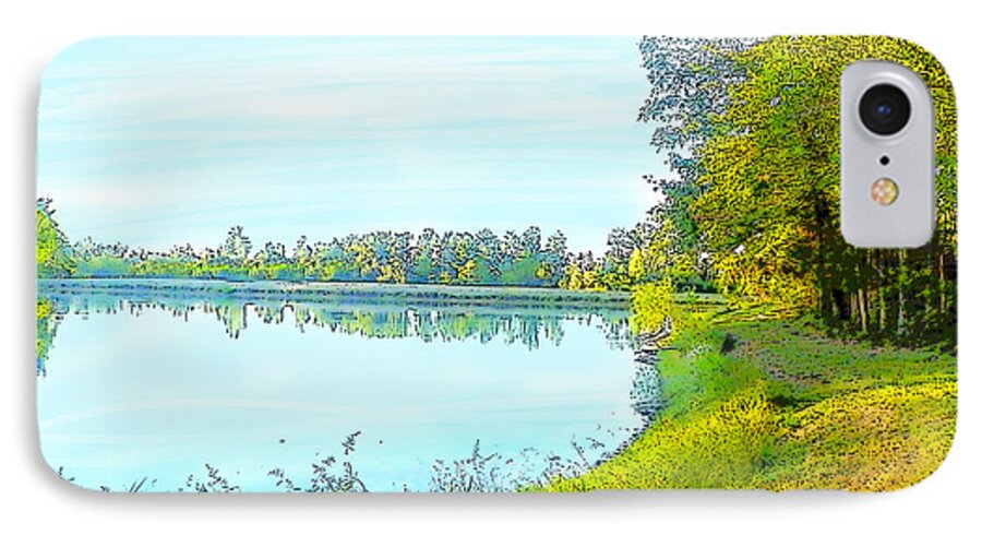 Lake Woods Tree Trees Forest Sky Plant Plants Craig Walters Photo Photograph A An The Art Artist Artistic Artists iPhone 7 Case featuring the digital art Lake and Woods by Craig Walters