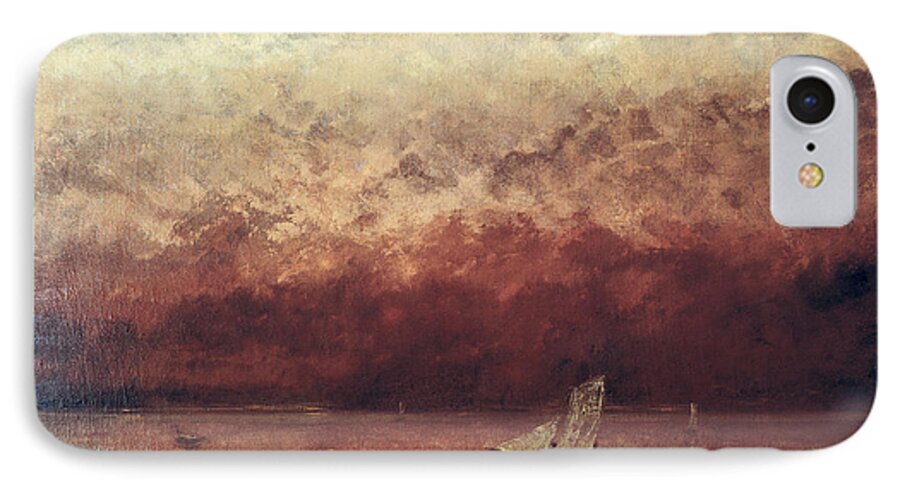 Lake iPhone 7 Case featuring the painting Lake Leman with Setting Sun by Gustave Courbet