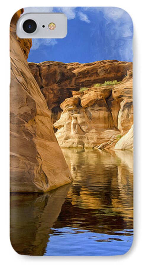 Morning iPhone 7 Case featuring the painting Lake Powell Stillness by Dominic Piperata