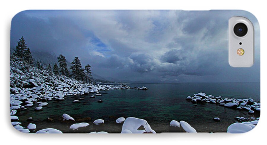  Lake Tahoe iPhone 7 Case featuring the photograph Lake Tahoe Snow Day by Sean Sarsfield
