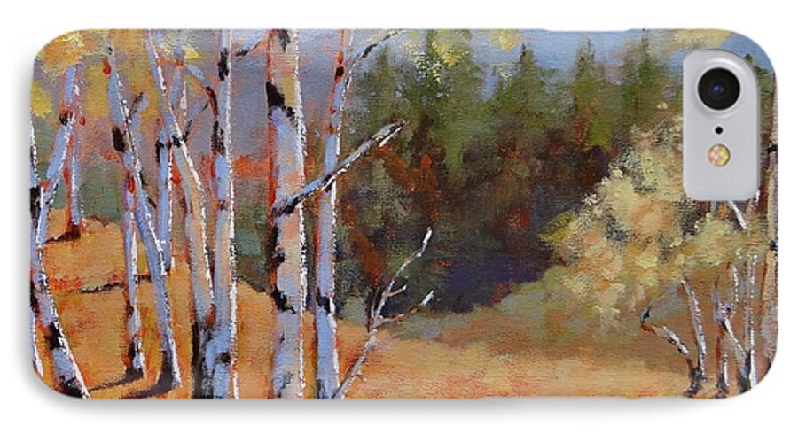 Birch Trees iPhone 7 Case featuring the painting Landscape Series 1 by Laura Lee Zanghetti