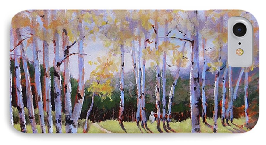 Birch Trees iPhone 7 Case featuring the painting Landscape Series 3 by Laura Lee Zanghetti