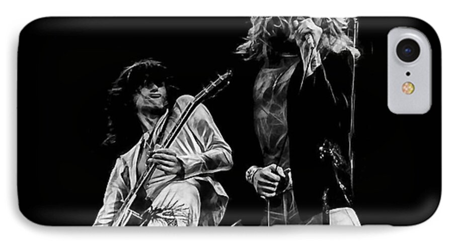 Led Zeppelin iPhone 7 Case featuring the mixed media Led Zeppelin Robert Plant Jimmy Page Collection by Marvin Blaine