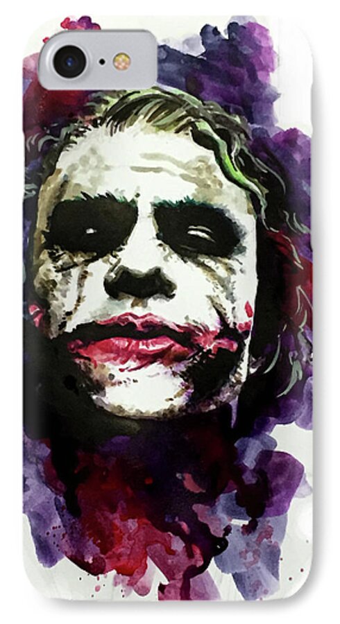 Heath Ledger iPhone 7 Case featuring the painting LedgerJoker by Ken Meyer jr