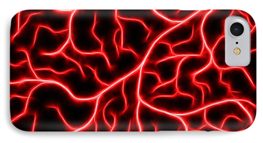 Lightning iPhone 7 Case featuring the digital art Lightning - Red by Shane Bechler