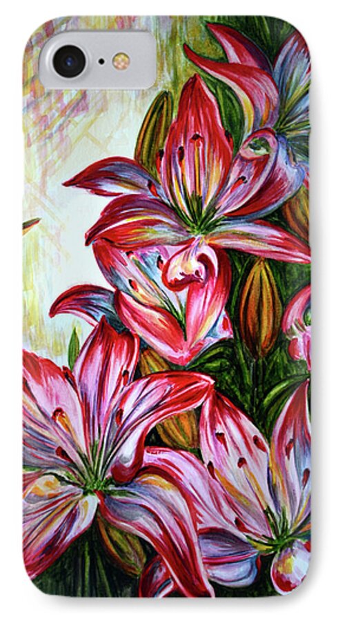 Lilies iPhone 7 Case featuring the painting Lilies by Harsh Malik