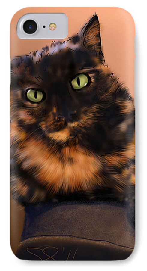 Cats iPhone 7 Case featuring the painting Lillie by Susan Sarabasha
