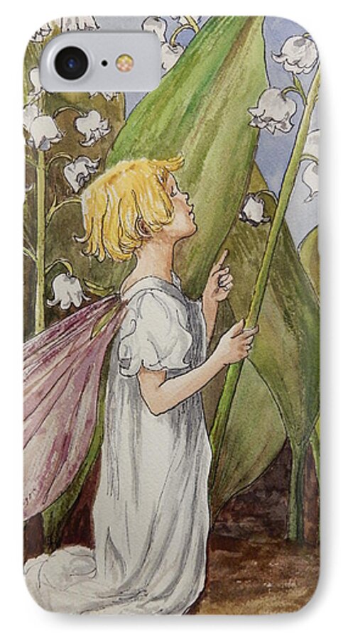 Lily Of The Valley Flowers iPhone 7 Case featuring the painting Lily of the Valley Fairy After Cicely Mary Barker by Betty-Anne McDonald