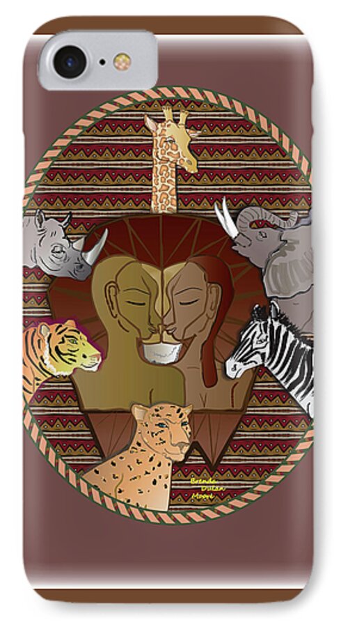 Animal Print iPhone 7 Case featuring the digital art Lion Mutation by Brenda Dulan Moore