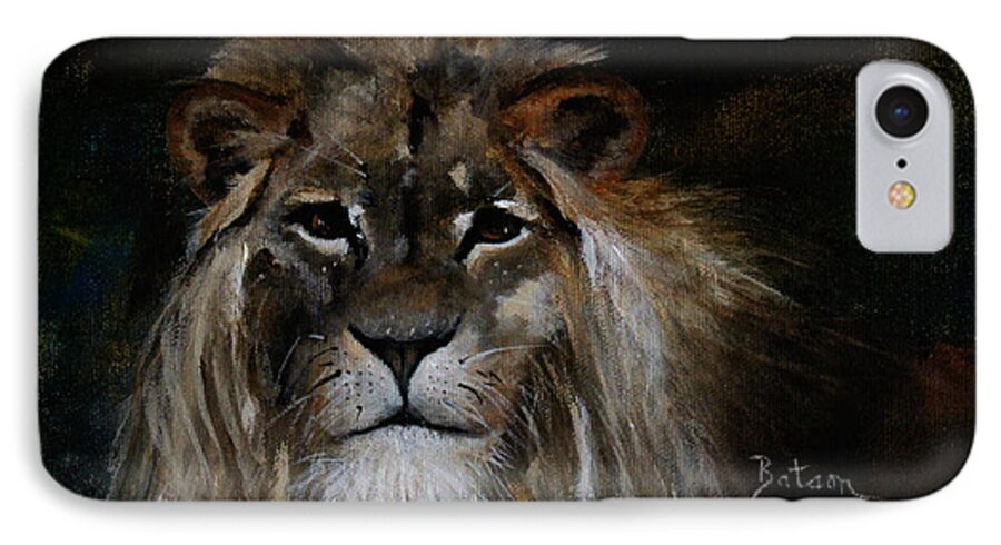 Barbie Batson iPhone 7 Case featuring the painting Sargas the Lion by Barbie Batson